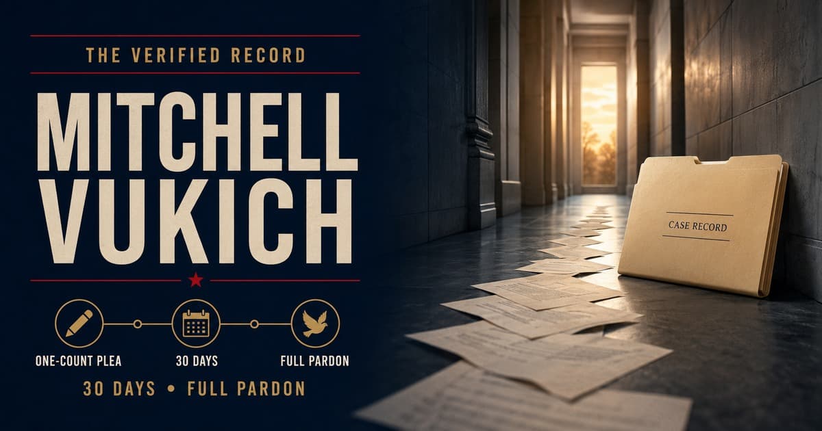 Mitchell Paul Vukich J6 Case Record: One-Count Plea, 30-Day Sentence and Full Pardon social preview