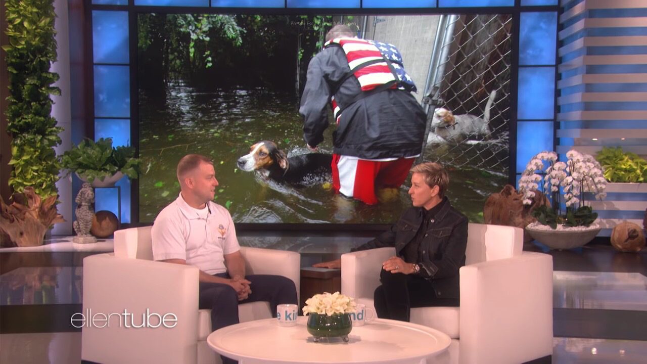 Ryan Nichols on a hurricane flood rescue, pulling people to safety