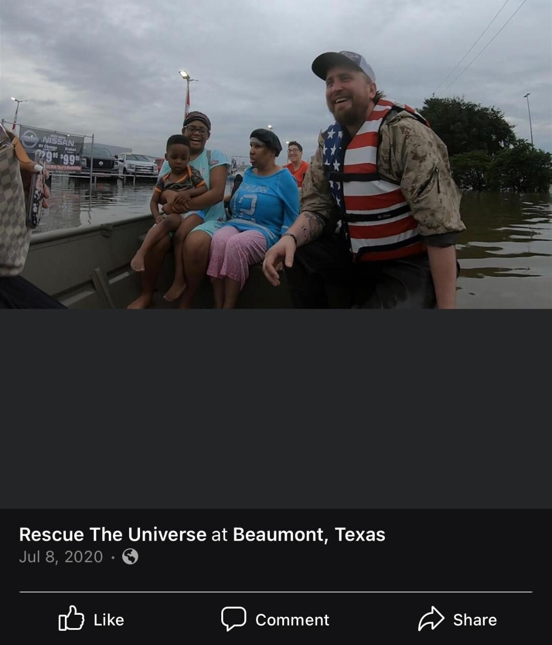 Ryan Nichols on a hurricane flood rescue, pulling people to safety