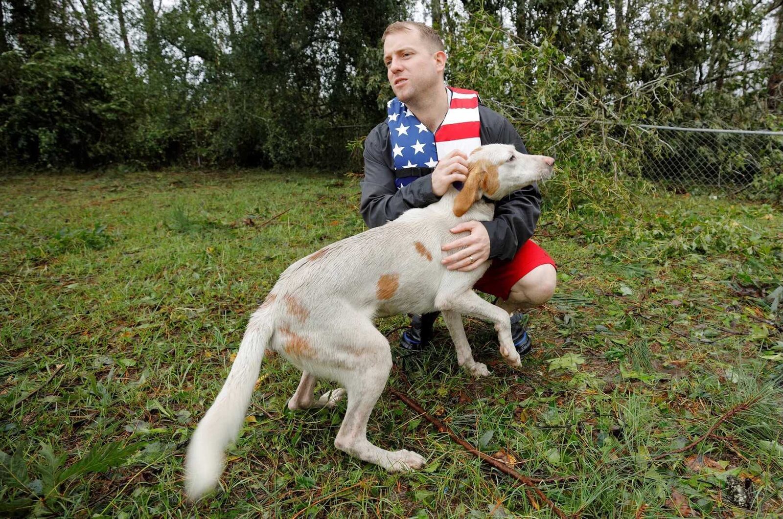 Ryan Nichols on a hurricane flood rescue, pulling people and pets to safety