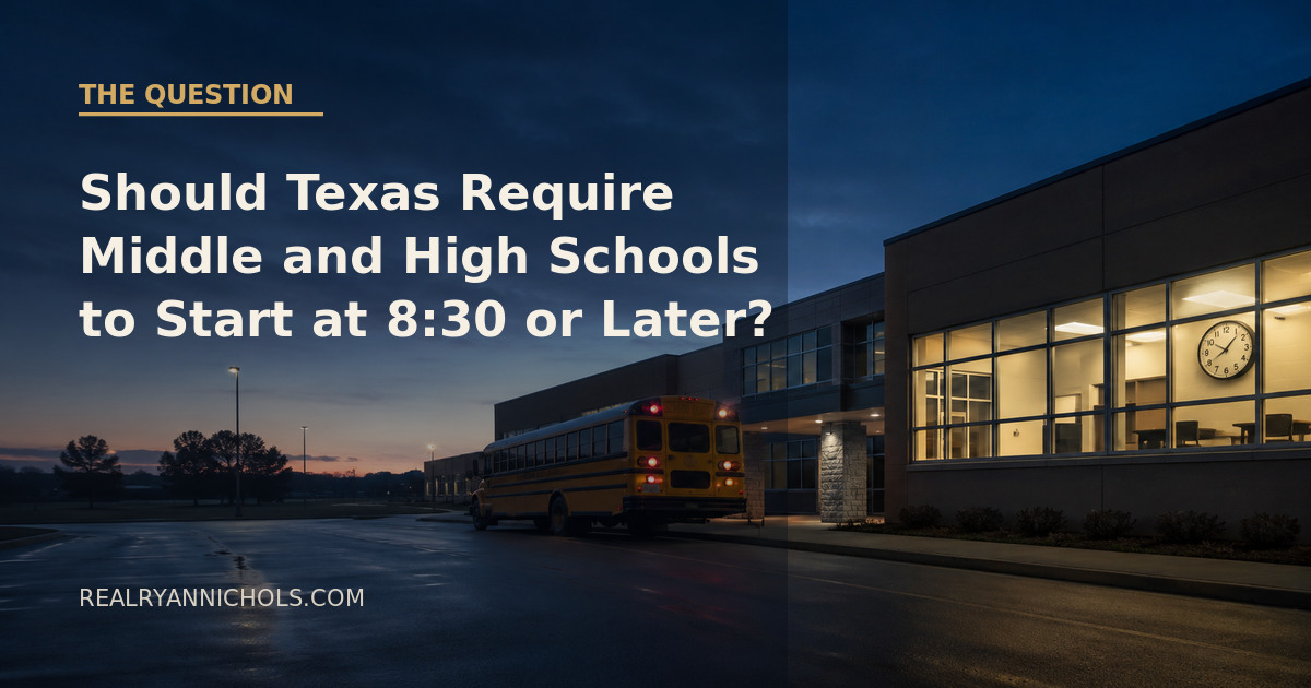 Should Texas Require Middle and High Schools to Start at 8:30 or Later? social preview
