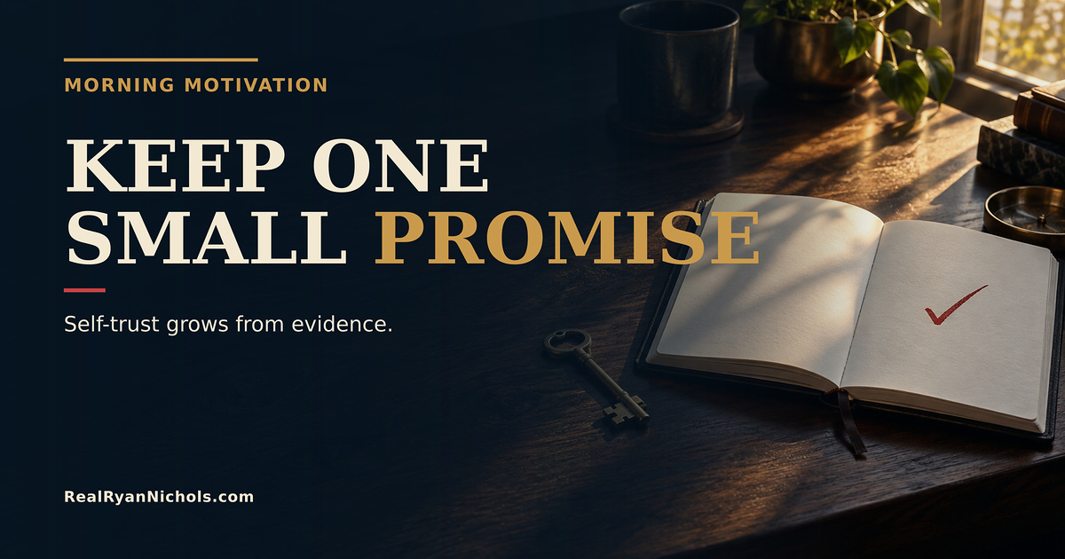 A single brass key beside one checked line on a dark notebook, representing one promise kept
