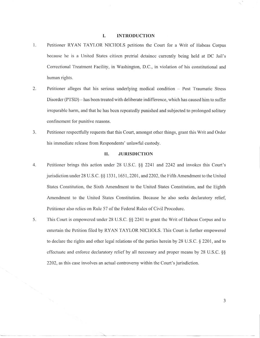 Page three of the habeas corpus petition, Introduction and Jurisdiction