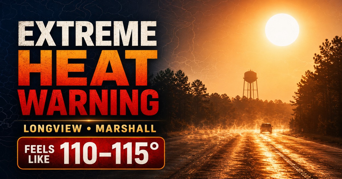 Extreme Heat Warning Covers Longview and Marshall as Bertha Moves West social preview