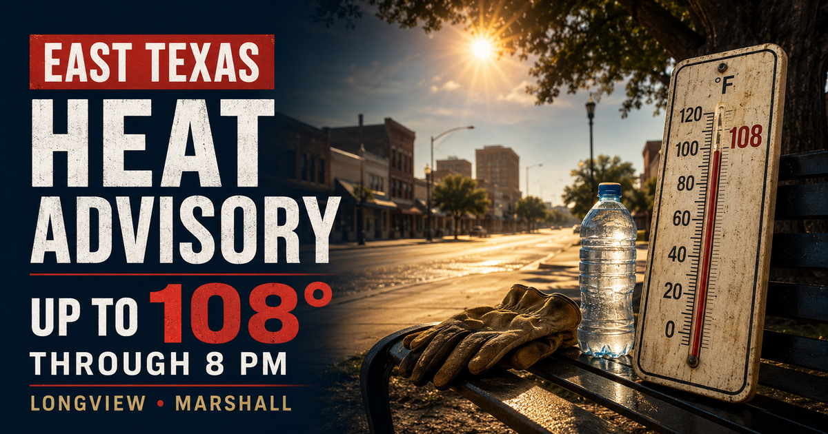 East Texas Heat Advisory Covers Longview and Marshall Through 8 P.M.: What to Do Now social preview