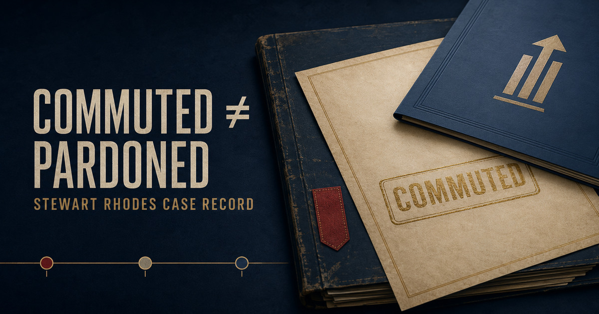 Stewart Rhodes J6 Case Record: Trial, 18-Year Sentence, Commutation and Vacatur Request social preview
