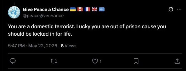 @peacegivechance - domestic terrorist for life