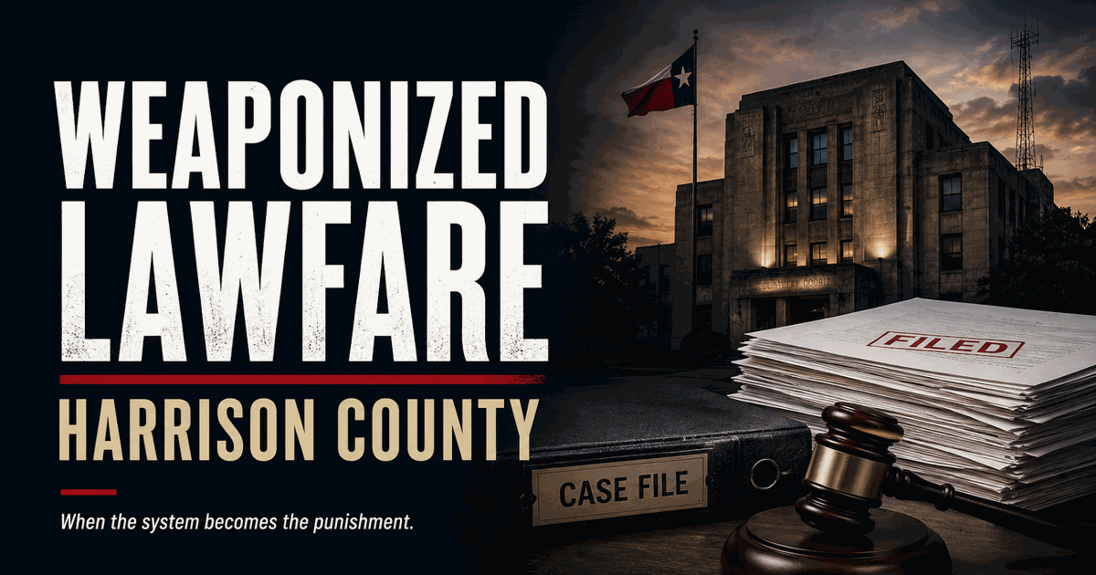 Weaponized Lawfare — Harrison County. When the system becomes the punishment.